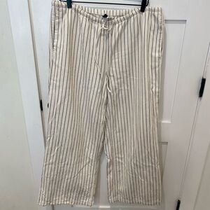 H&M Navy and White Striped Wide Leg Pants